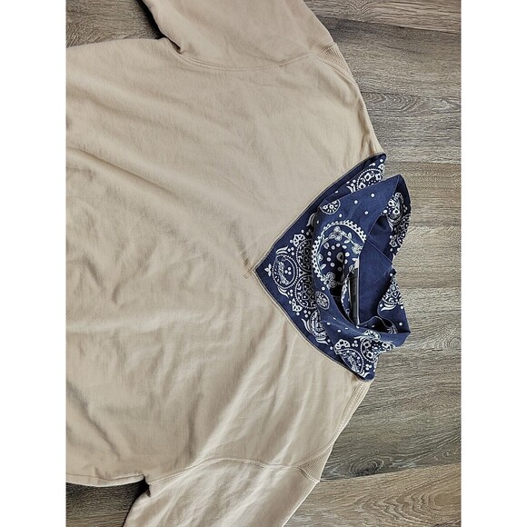 NEW - Free People James Pullover Tan Banada Sweatshirt Women L Ecru Combo - Picture 3 of 11